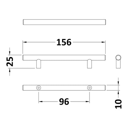 Fairford Standard Bar Handle, Gunmetal, 96mm Centres