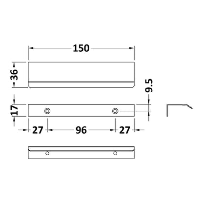 Fairford Rear Fix Finger Pull Handle, Gunmetal, 150mm Centres