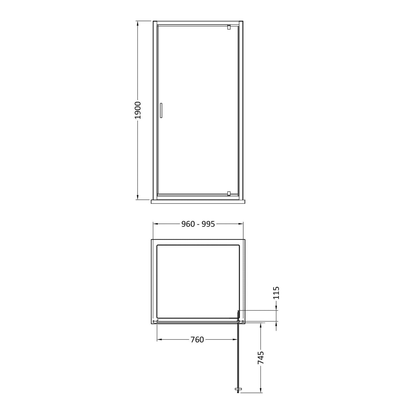 Fairford 6mm 1000mm Pivot Shower Door
