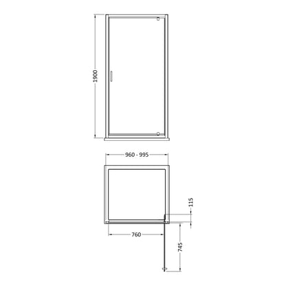 Fairford 6mm 1000mm Pivot Shower Door