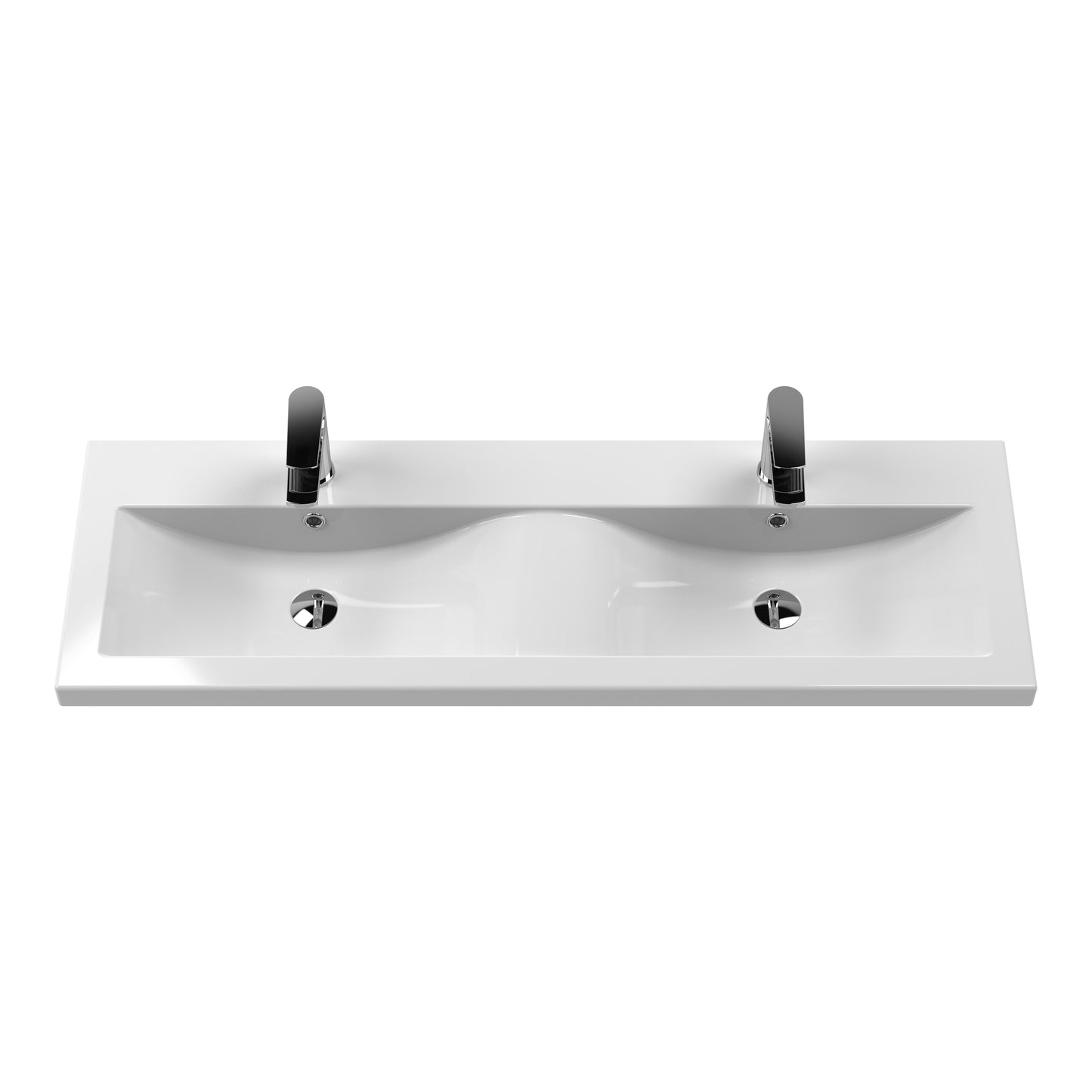 Fairford Aspri Gloss White 1200mm Floorstanding Double Vanity Unit with 4 Drawers and Basin