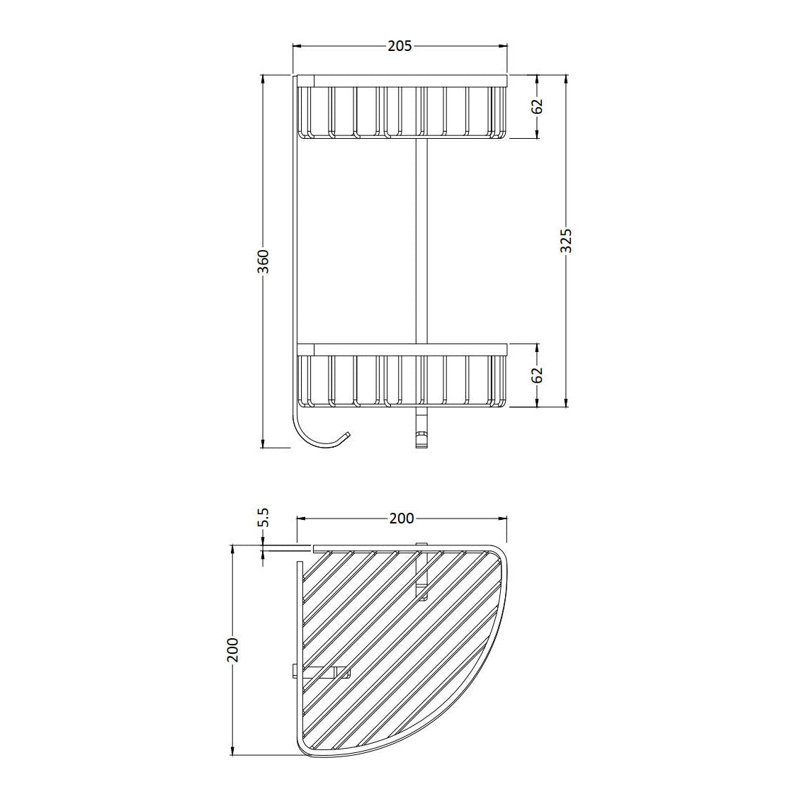 Fairford Chrome Curved Double Corner Basket