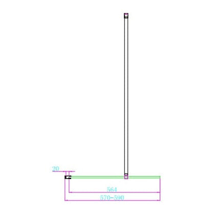 Fairford 10mm 600mm Matt Black Wetroom Screen