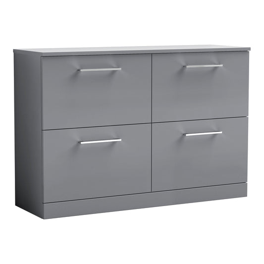 Fairford Aspri Satin Grey 1200mm 4 Drawer Floorstanding Vanity Unit with Worktop