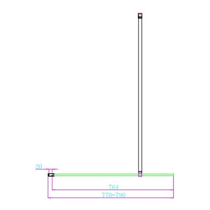 Fairford 10mm 800mm Brushed Brass Wetroom Screen