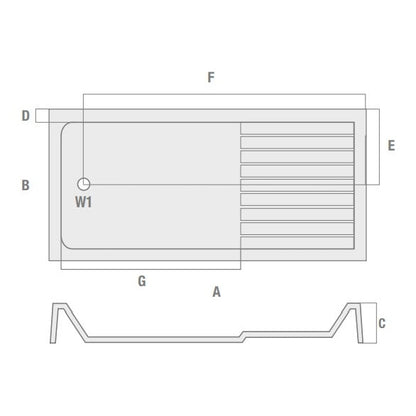 Fairford 1400 x 900 x 40mm Walk-In Shower Tray