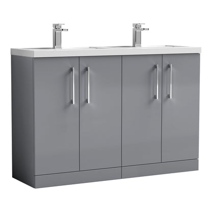 Fairford Aspri Satin Grey 1200mm Floorstanding Double Vanity Unit with Doors and Basin