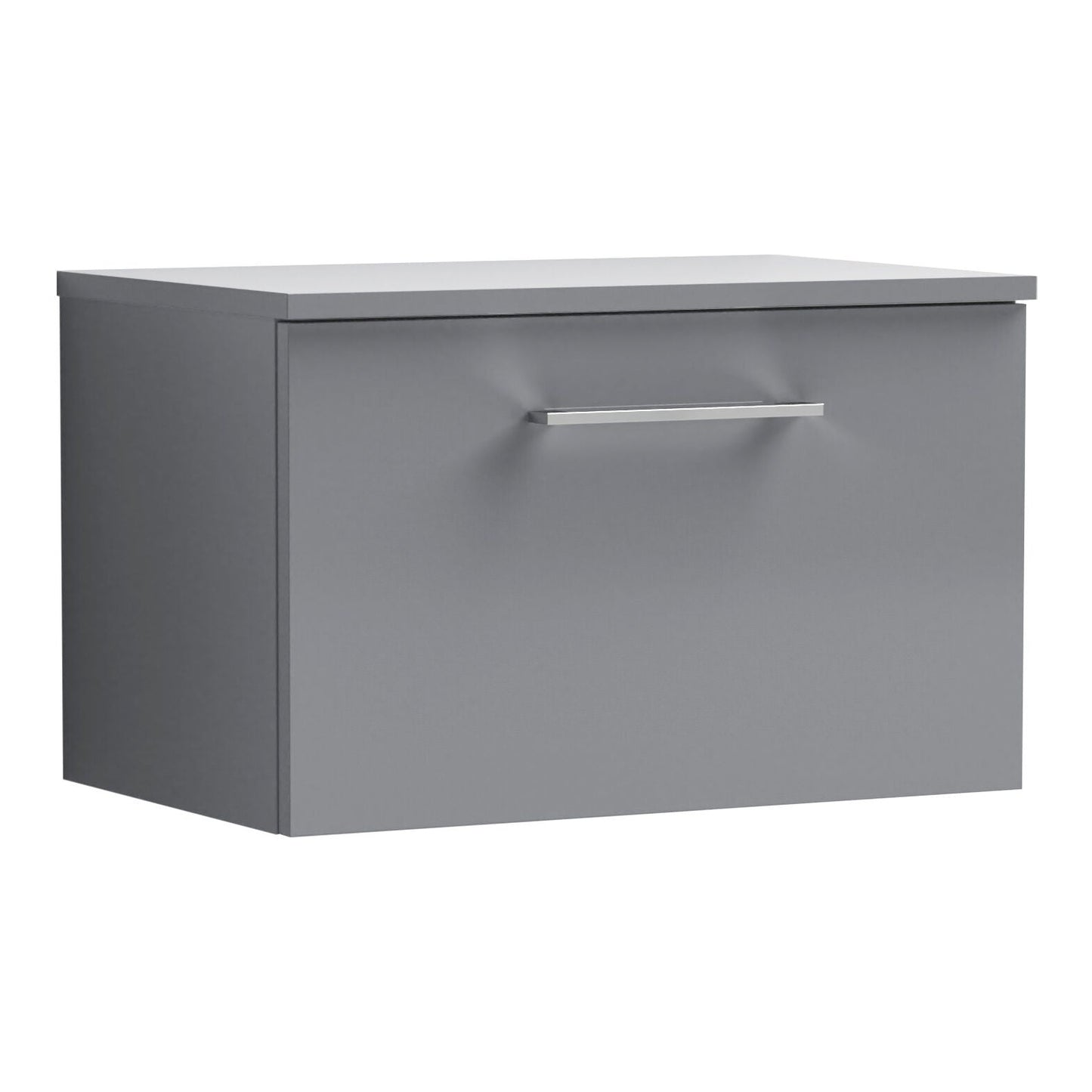 Fairford Aspri Satin Grey 600mm 1 Drawer Wall Hung Vanity Unit with Worktop