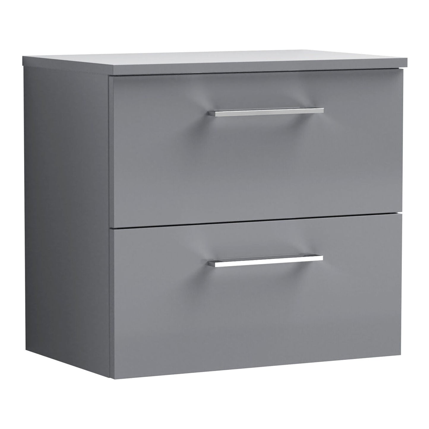 Fairford Aspri Satin Grey 600mm 2 Drawer Wall Hung Vanity Unit with Worktop