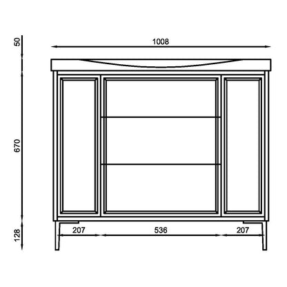 Fairford Elan Fluted Sandstone 1000mm Floorstanding Vanity Unit with Chrome Legs