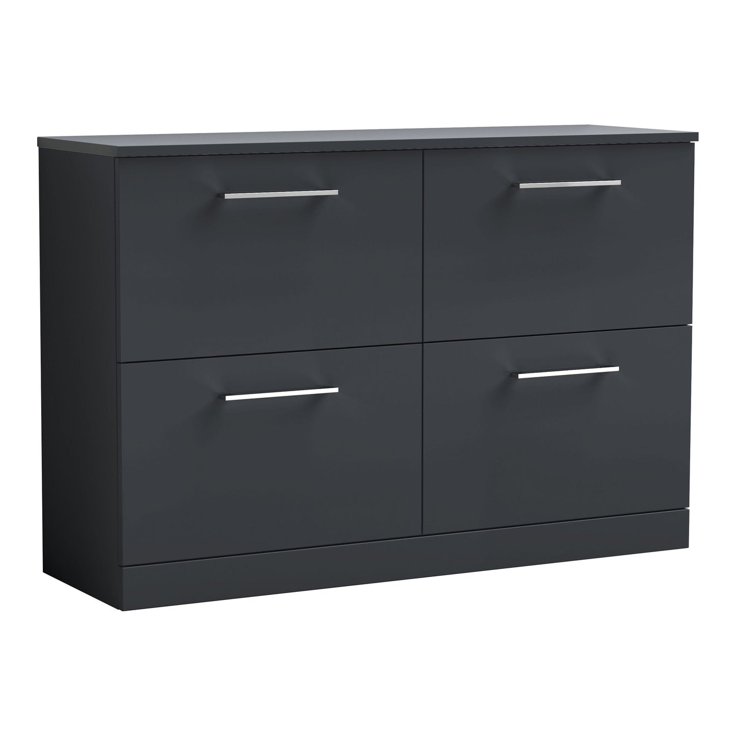 Fairford Aspri Soft Black 1200mm 4 Drawer Floorstanding Vanity Unit with Worktop