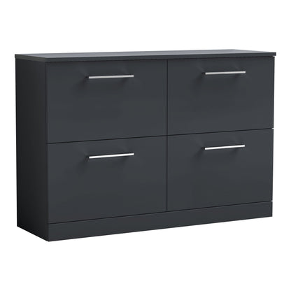 Fairford Aspri Soft Black 1200mm 4 Drawer Floorstanding Vanity Unit with Worktop
