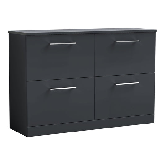 Fairford Aspri Soft Black 1200mm 4 Drawer Floorstanding Vanity Unit with Worktop