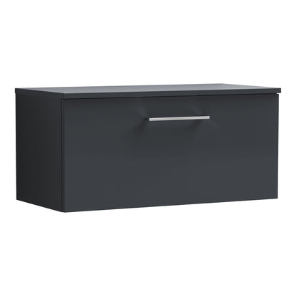 Fairford Aspri Soft Black 600mm 1 Drawer Wall Hung Vanity Unit with Worktop