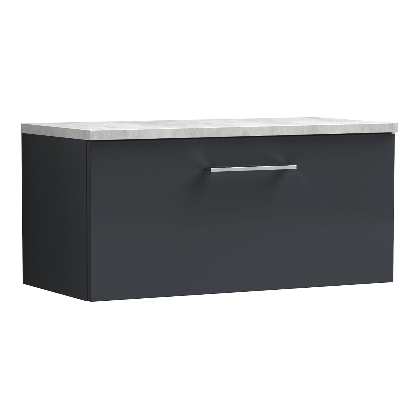 Fairford Aspri Soft Black 800mm 1 Drawer Wall Hung Vanity Unit with Worktop