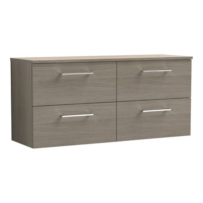 Fairford Aspri Solace Oak 1200mm 4 Drawer Wall Hung Vanity Unit with Worktop