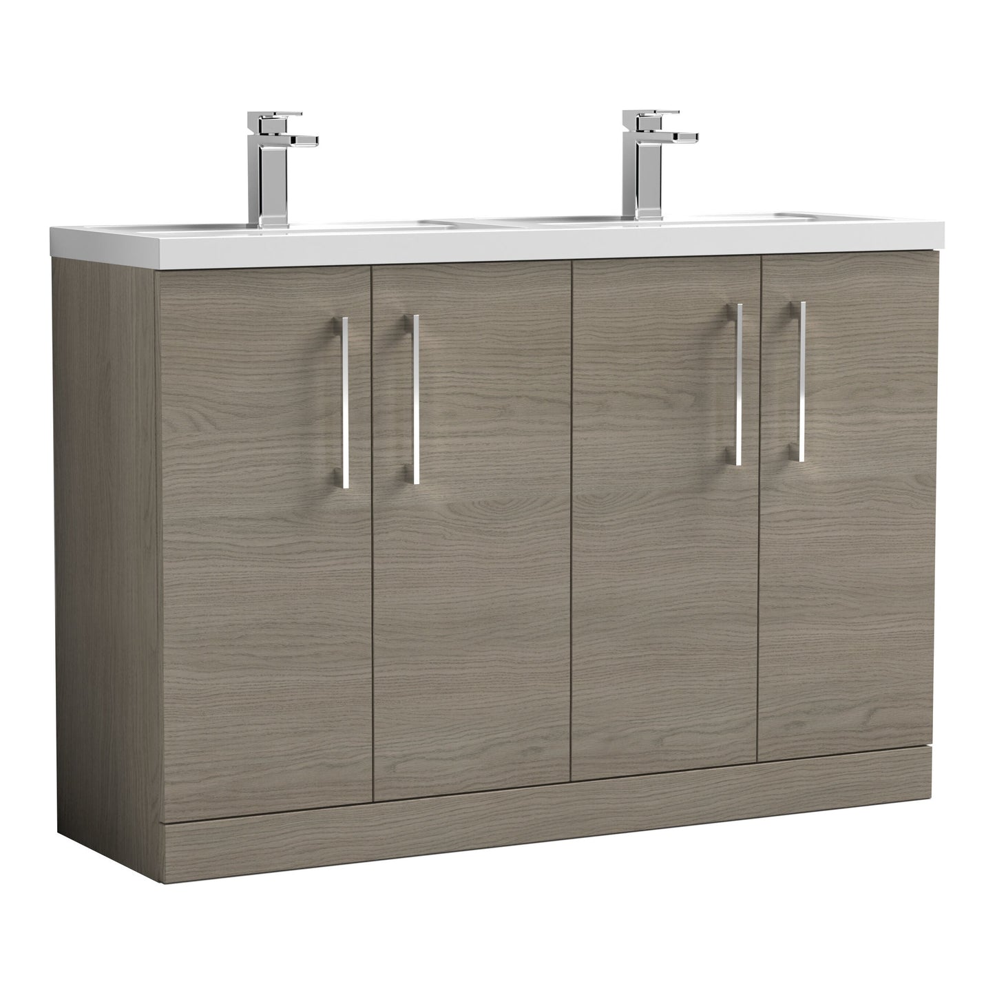 Fairford Aspri Solace Oak 1200mm Floorstanding Double Vanity Unit with Doors and Basin