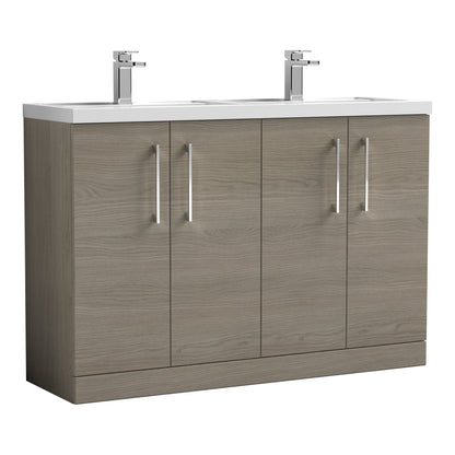 Fairford Aspri Solace Oak 1200mm Floorstanding Double Vanity Unit with Doors and Basin
