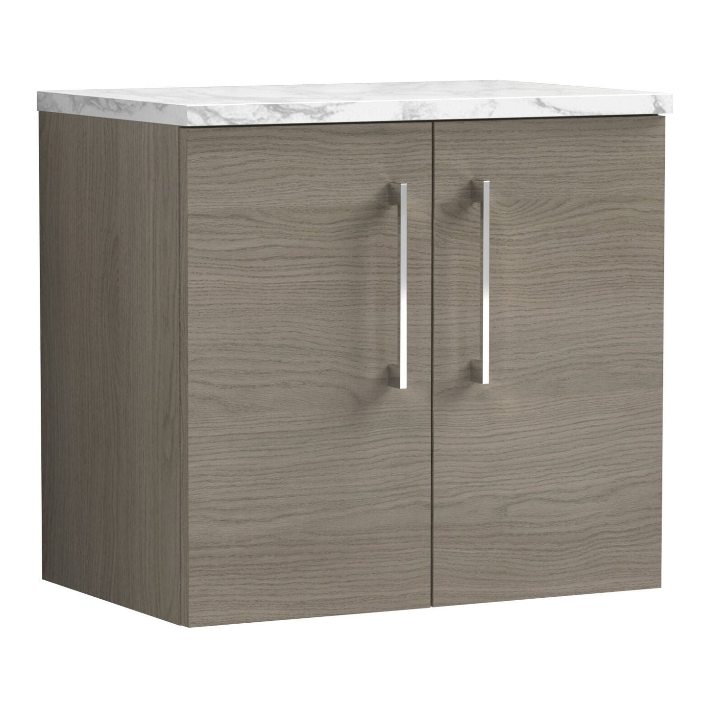 Fairford Aspri Solace Oak 600mm 2 Door Wall Hung Vanity Unit with Worktop