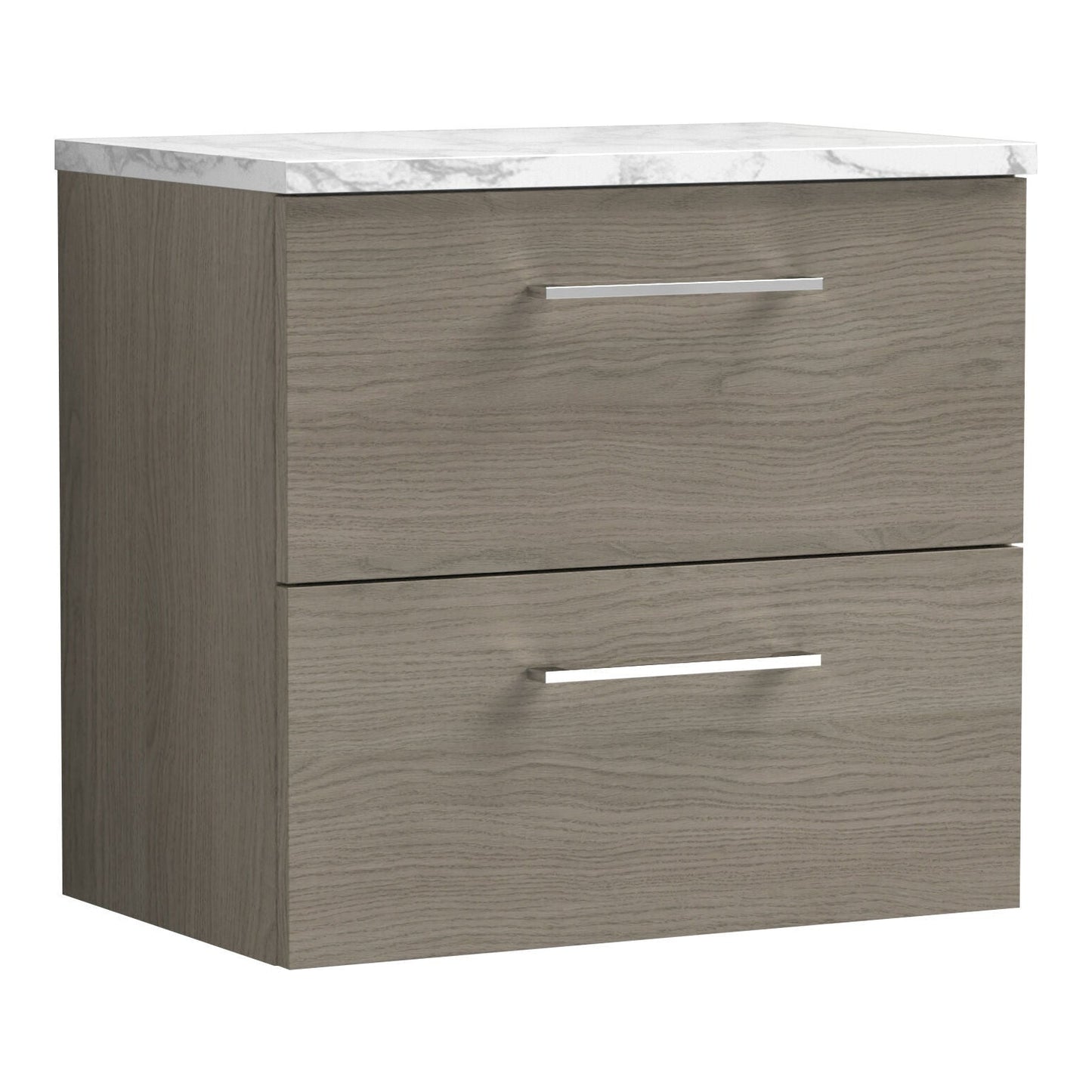 Fairford Aspri Solace Oak 600mm 2 Drawer Wall Hung Vanity Unit with Worktop