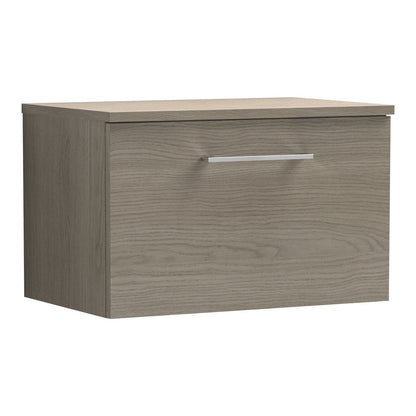 Fairford Aspri Solace Oak 800mm 1 Drawer Wall Hung Vanity Unit with Worktop