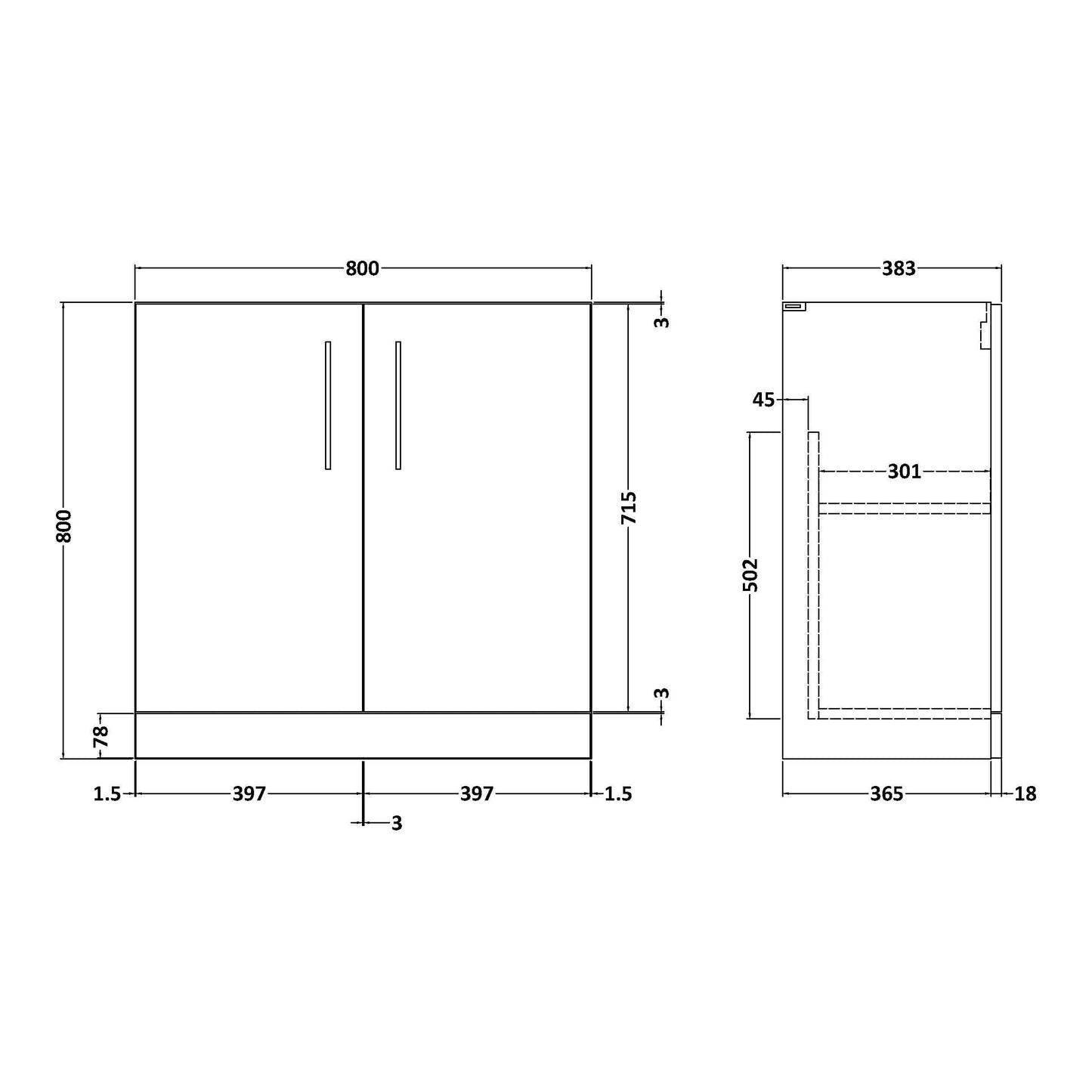 Fairford Aspri Solace Oak 800mm 2 Door Floorstanding Vanity Unit