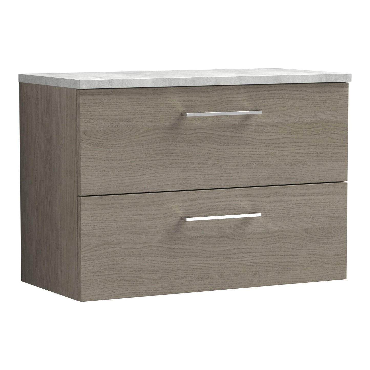 Fairford Aspri Solace Oak 800mm 2 Drawer Wall Hung Vanity Unit with Worktop
