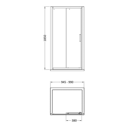 Fairford 6mm 1000mm Sliding Shower Door