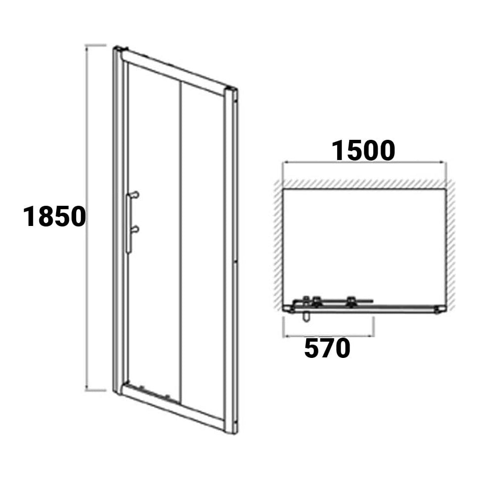 Fairford 6mm 1500mm Sliding Shower Door