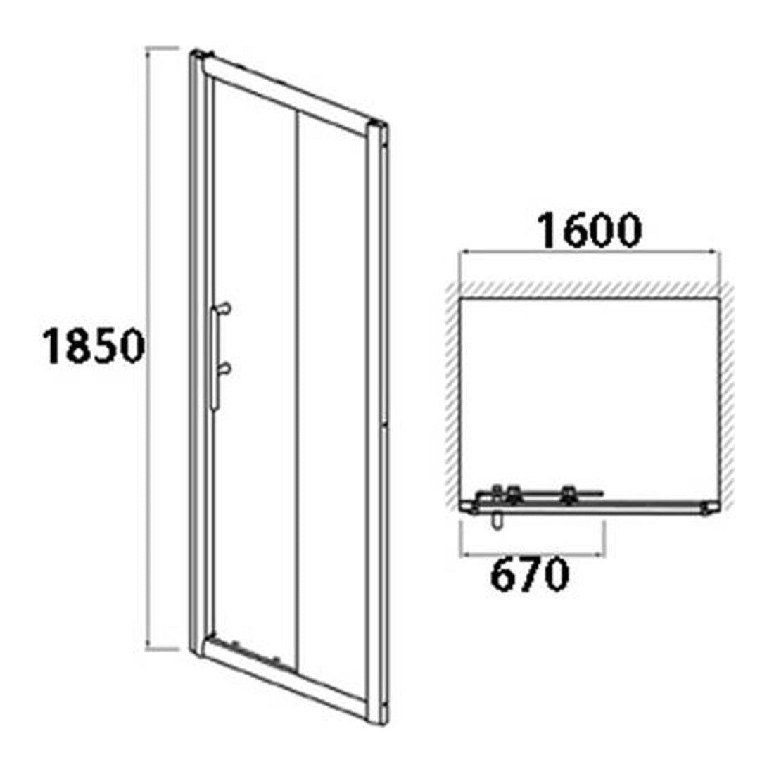 Fairford 6mm 1600mm Sliding Shower Door