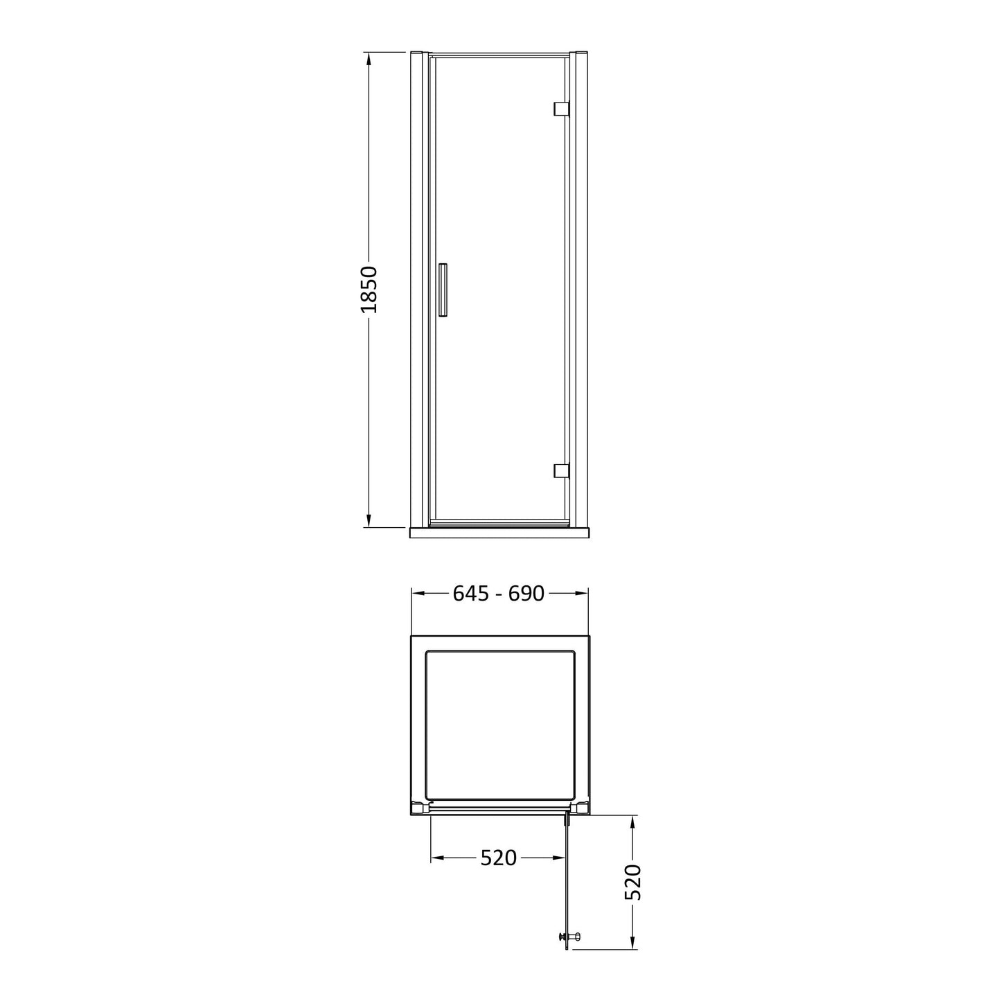 Fairford 6mm 700mm Hinged Shower Door