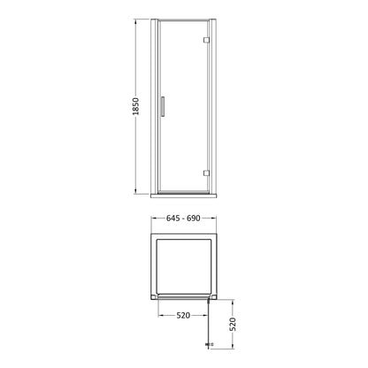 Fairford 6mm 700mm Hinged Shower Door
