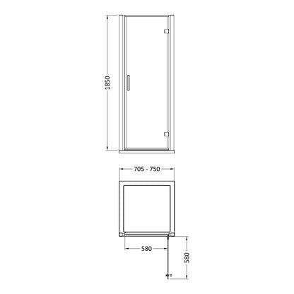 Fairford 6mm 760mm Hinged Shower Door