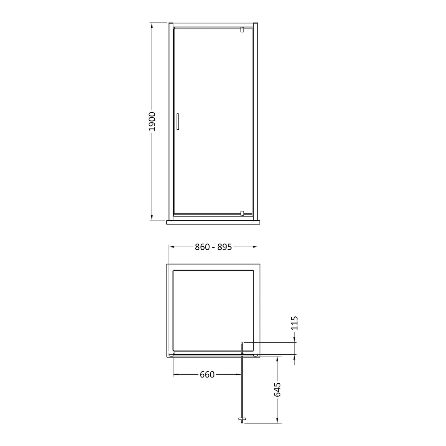 Fairford 6mm 900mm Brushed Brass Pivot Shower Door
