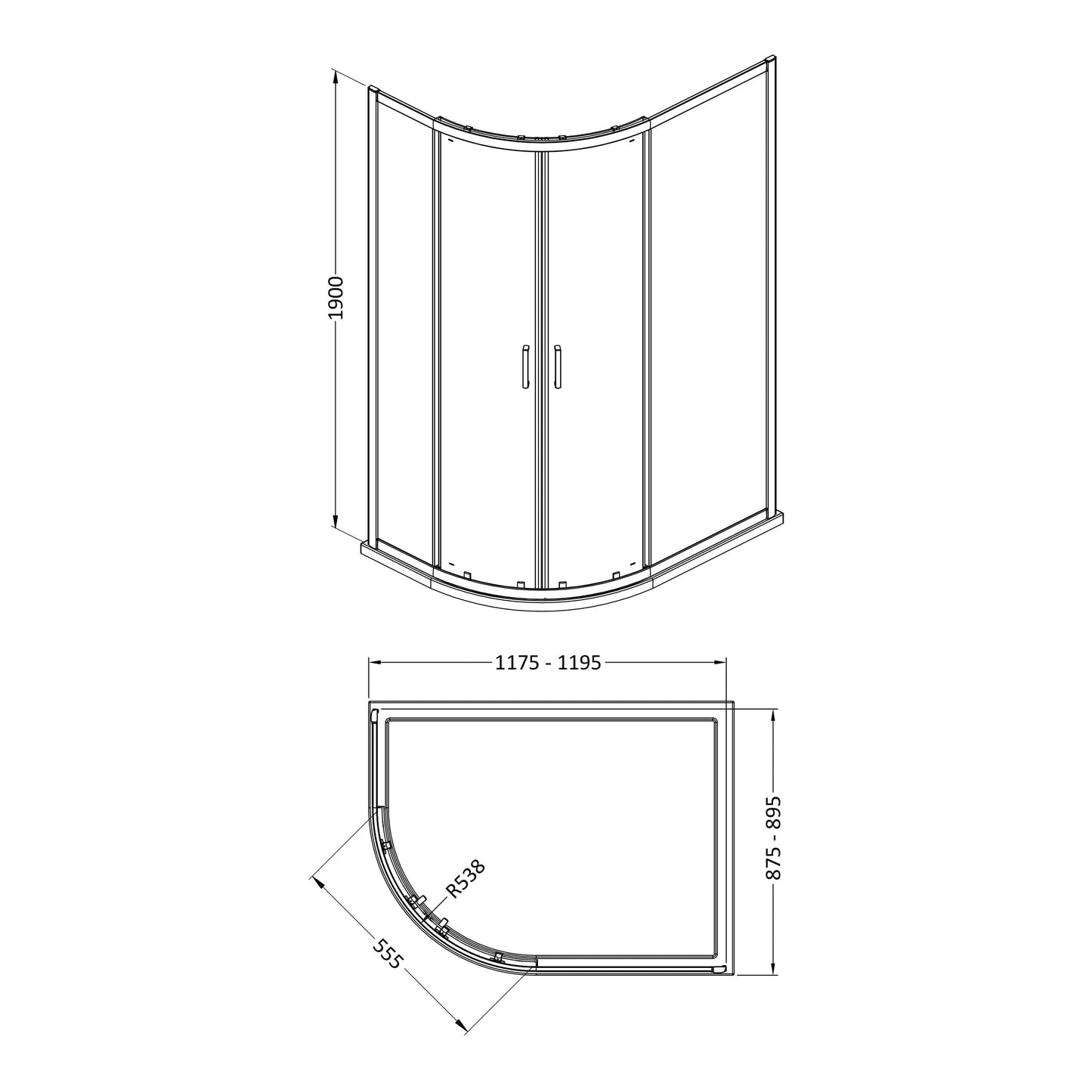 Fairford 6mm, 1200 x 900mm Offset Quadrant Shower Enclosure