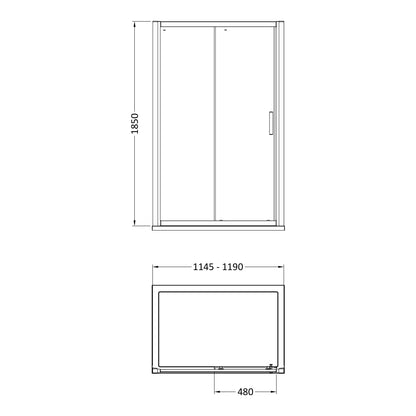 Fairford 6mm, 1200mm Sliding Shower Door