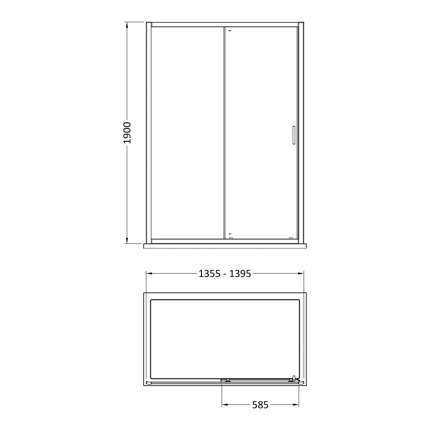 Fairford 6mm, 1400mm Matt Black Sliding Shower Door