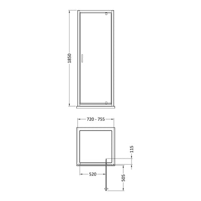 Fairford 6mm, 760mm Pivot Shower Door 33064076