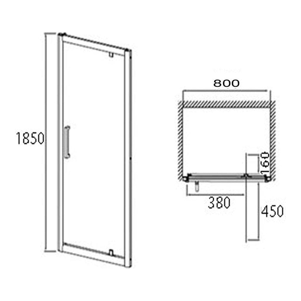 Fairford 6mm, 800mm Pivot Shower Door