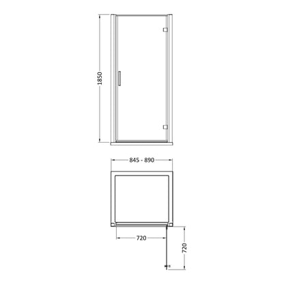 Fairford 6mm, 900mm Hinged Shower Door