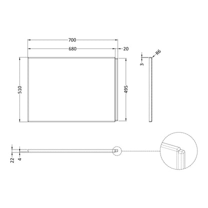 Fairford 700mm Acrylic End Panel for P Shape Baths