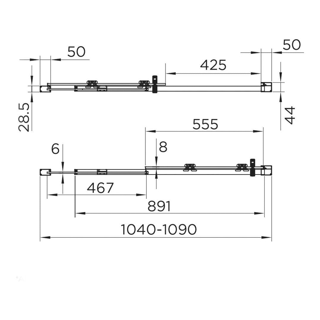 Fairford 8mm Frameless 1100mm Gunmetal Sliding Shower Door