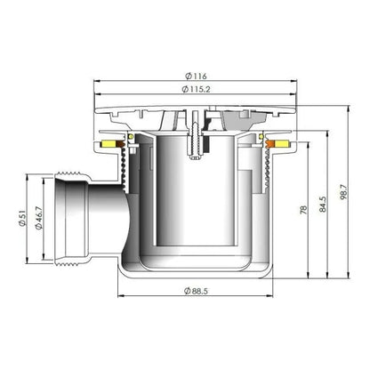 Fairford 90mm Fast Flow Shower Tray Waste, Chrome