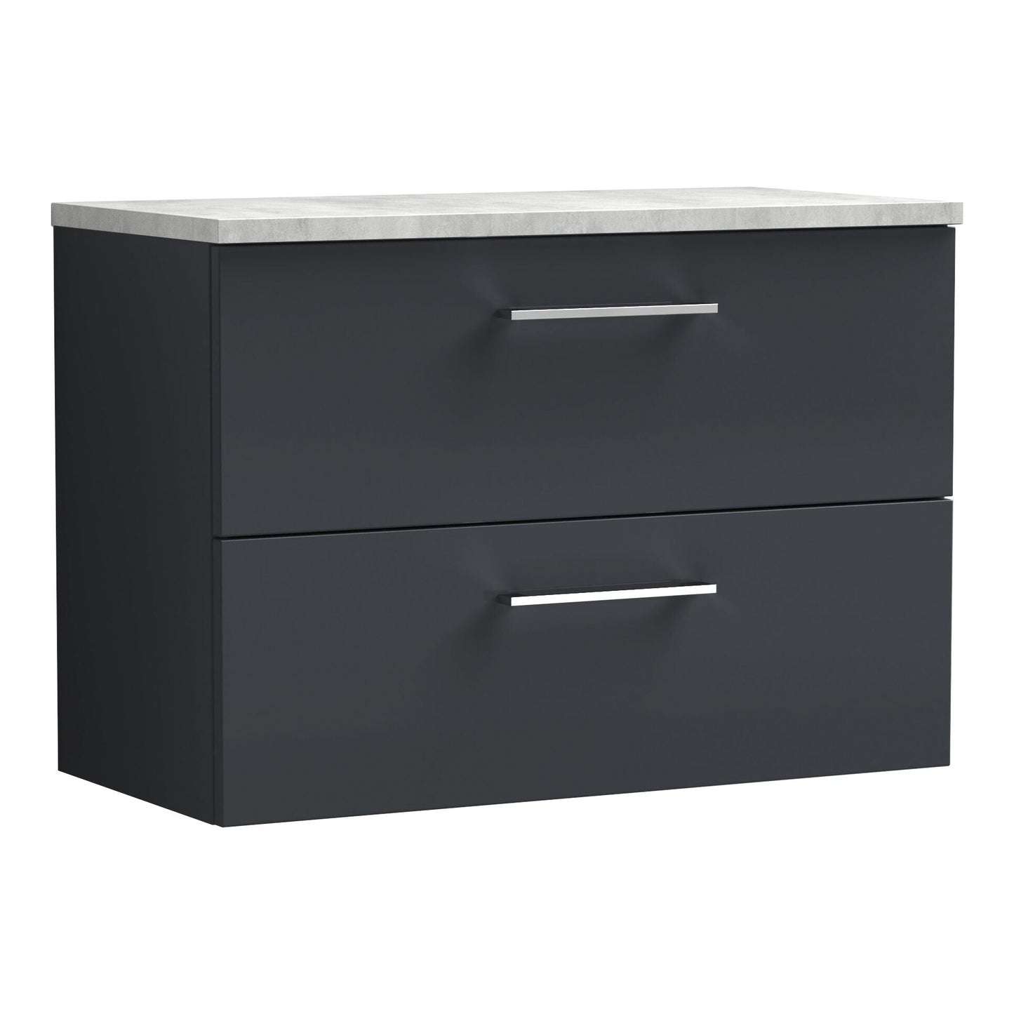 Fairford Aspri Soft Black 800mm 2 Drawer Wall Hung Vanity Unit with Worktop
