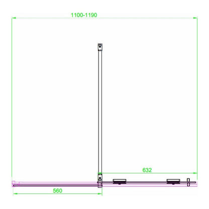 Fairford 8mm Frameless 1200mm Gunmetal Sliding Shower Door