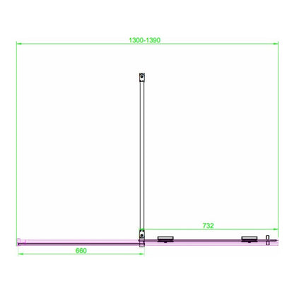 Fairford 8mm Frameless 1400mm Brushed Brass Sliding Shower Door