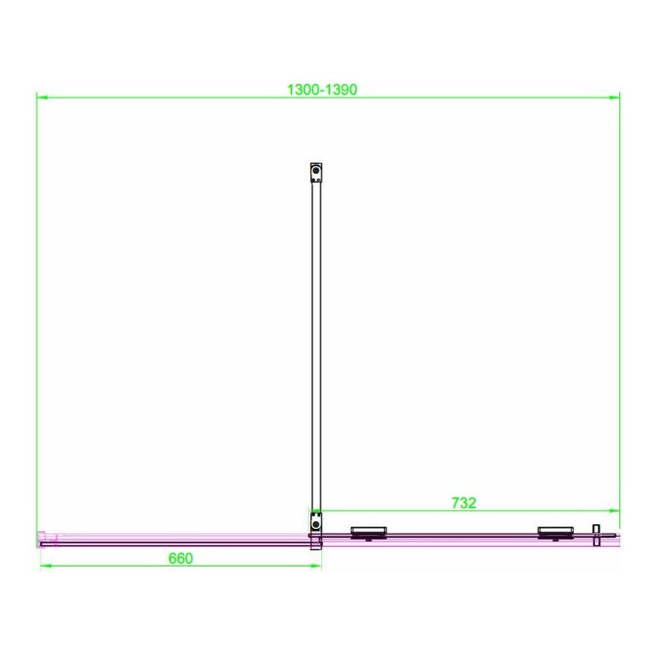 Fairford 8mm Frameless 1400mm Matt Black Sliding Shower Door