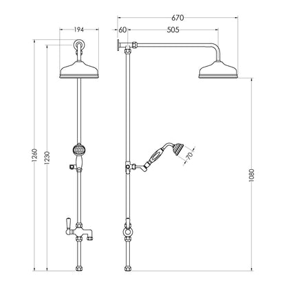 Fairford Winchester Brushed Brass Dual Outlet Shower Kit