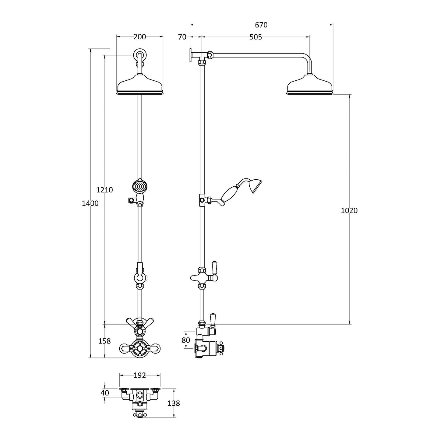 Fairford Winchester Pro Brushed Brass Single Outlet Shower Kit