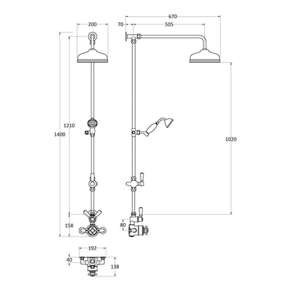 Fairford Winchester Pro Brushed Brass Single Outlet Shower Kit